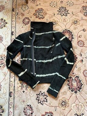 Womens Black Tie-Dye Suede Moto Jacket